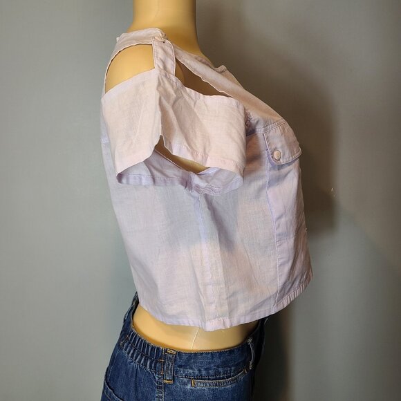 VTG Tomboy Le Sport Boxy Top 90s Lilac Purple Preppy Resort Vacation Oversized - Picture 4 of 8